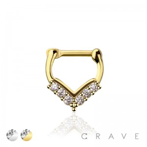 MULTI CZ HEART STARFIRE SEPTUM HINGED CLICKER